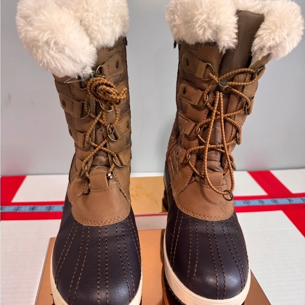 totes Quilted Brown and Black Kids Boots